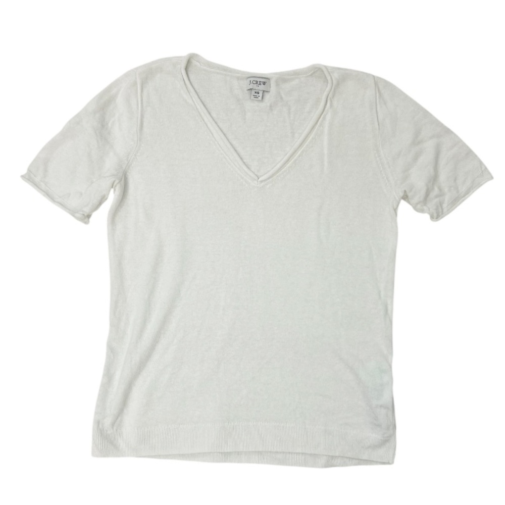 J.Crew Short-Sleeve Linen-Blend V-neck Sweater